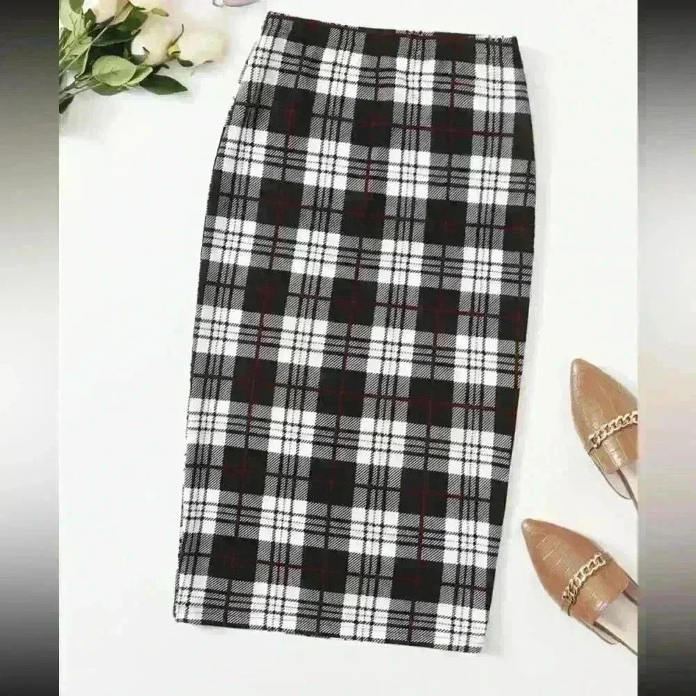 SHEIN Clasi Tartan Pencil Skirt